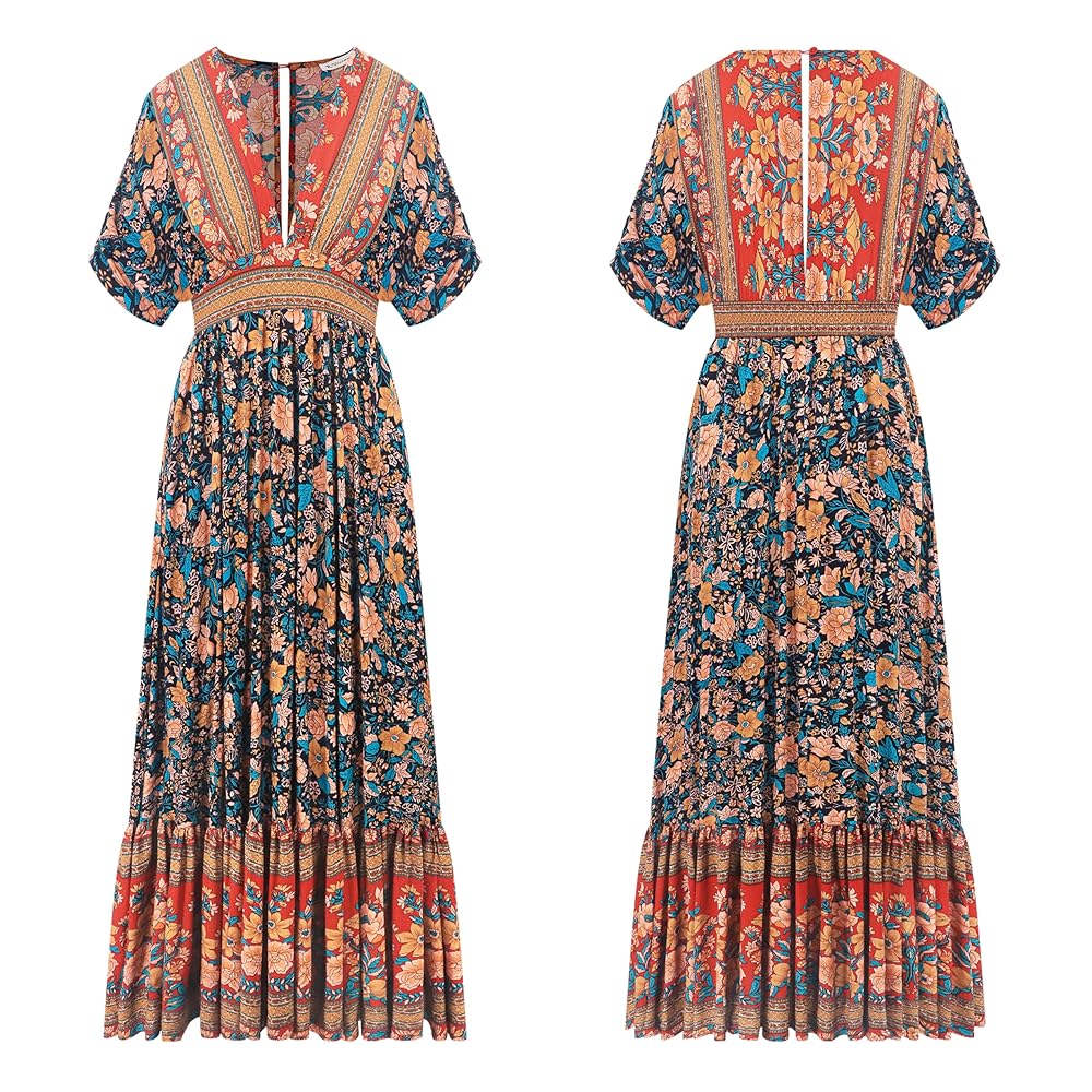 ワンピース VIVIANO X JURK exclusive collection VIVIANO×JURK / rose print denim jumpsuit | JURK